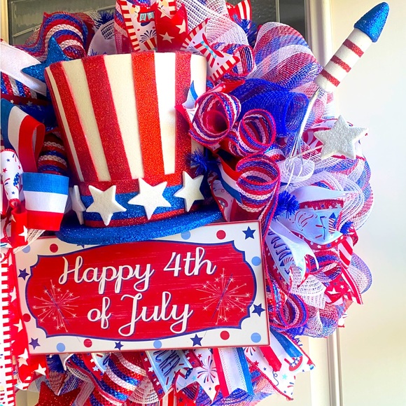 4th of July Wreath,Fourth of July decor,Wreaths,Holiday Wreaths,front door decor - Picture 2 of 5